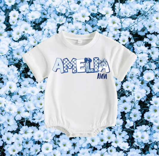 Blue & White Toile Lettering